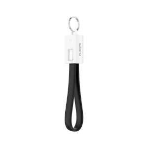 Keychain Cable for iPhone or iPad Charging, USB and micro USB, Black