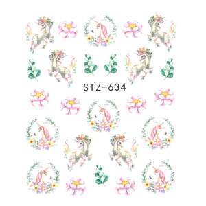 Egyszarvú körömmatrica, STZ-634, vízbe áztatható körömmatrica, köröm díszítés, köröm matricák, köröm dekoráció - Körömmatrica