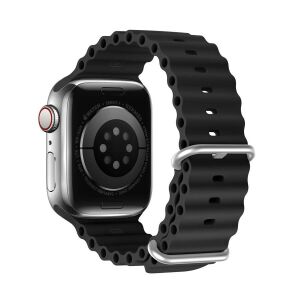 Dux Ducis OceanWave schwarzes Silikon-Uhrenarmband für Apple Watch - Smartes Uhrenarmband