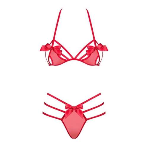 Giftella Női Csipkés Fehérnemű Szett - Piros - S/M