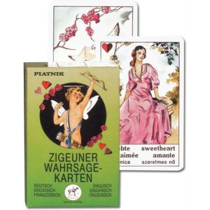 Piatnik: Ciganjske karte za proricanje na njemačkom, hrvatskom, francuskom, engleskom, mađarskom i talijanskom jeziku.