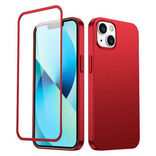 Joyroom 360 Full Case für iPhone 13, rote Handyhülle mit gehärtetem Glas Displayschutz