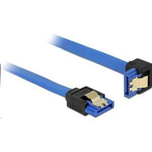 Delock 85089 SATA-Kabel 6 Gb/s gerade -> abwärts gebogen, Metallklemme, blau, 20cm 65565401 SATA-Kabel