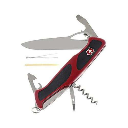 Victorinox RangerGrip 61 0.9553.MC Schweizer Taschenmesser, rot-schwarz, mit geöffneter Klinge