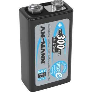 Ansmann maxE 9V újratölthető akkumulátor, 300mAh, 8.4V, NiMH, E-Block, 6F22 - Ansmann