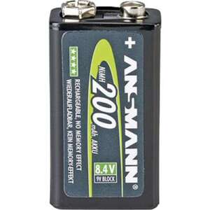 Ansmann maxE 9V újratölthető akkumulátor, 200 mAh, NiMH, 8.4V, E Block - Ansmann