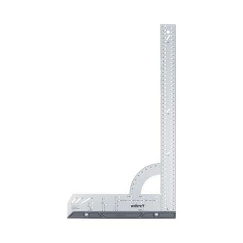 Wolfcraft 5206000 Viacúčelový uholník, 280 x 500 mm, oceľ, meranie, značenie, rovnobežné čiary, kruhy, oblúky, šablóna na vŕtanie skrytých pántov