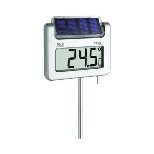 TFA eco solar digitales Thermometer mit solarbetriebener Hintergrundbeleuchtung, Außentemperaturmessung