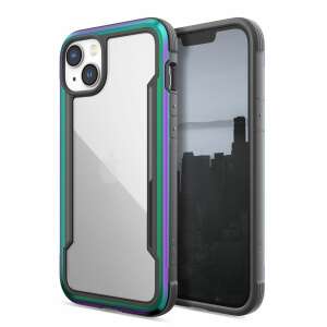 Raptic Shield Case for iPhone 14, clear back, black frame, iridescent accents, 360 degree protection - Phone Case