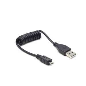 Kabel Gembird Kabelis Gembird USB Male - MicroUSB Male 0,6 m Czarny Spiralny 65572954 - Kabel