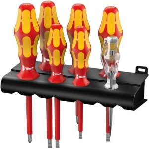 Wera VDE Screwdriver Set, 7 piece, with rack, insulated, for electrical work - Screwdriver