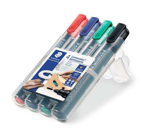 STAEDTLER "Lumocolor 352" alcohol marker 2 mm conical 4 assorted colors (352 WP4)
