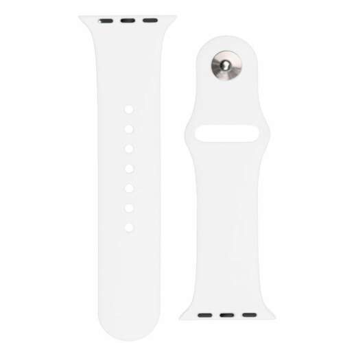 Fehér szilikon óraszíj Apple Watch-hoz, kompatibilis az Apple Watch Series 8, 7, 6, 5, 4, 3, 2, SE, 45mm, 44mm, 42mm modellekkel