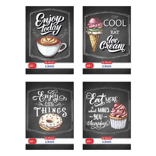 Herlitz A5 Blackboard füzet kávé, fagylalt, fánk és cupcake mintákkal - Herlitz