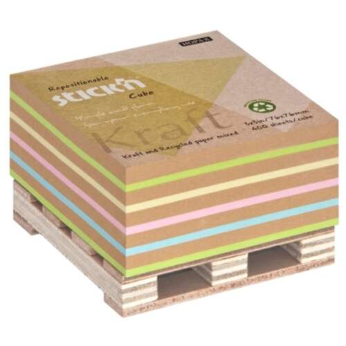 StickN KraftCube 76x76mm 400-sheet recycled colored self-adhesive notepad