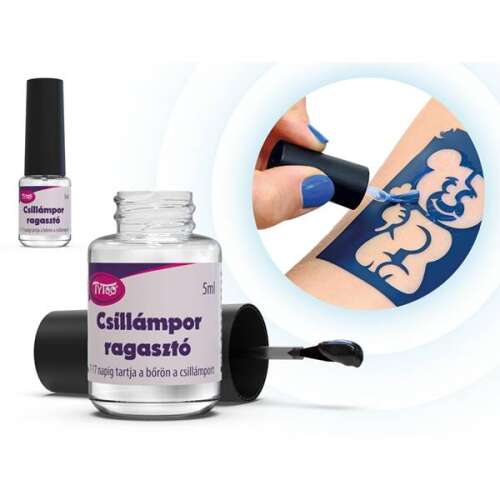 TyToo csillámpor ragasztó, 5ml-es üveg tartós ideiglenes tetoválásokhoz