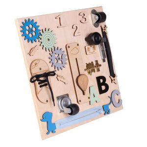 Ikonka Montessori дъска за игра със зъбни колела, числа, букви и дейности - JM