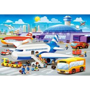Castorland A Day at the Airport puzzle Maxi de 40 piese pentru copii, arătând imaginea puzzle-ului finalizat - Castorland Puzzle