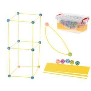 Base Tent House 320 plastic construction toy, yellow tubes and colorful balls, building set for kids - Plastic Building Toy