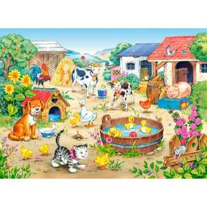 Puzzle Castorland Farm 60 dielikov, dokončené puzzle zobrazuje farebnú farmu so zvieratami - Castorland Puzzle