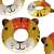 Collage of the tiger-shaped inflatable swim ring for kids