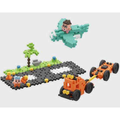 Mini Waffle City 148 Air Show building set with airplane, truck, and figures