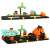 Mini Waffle City Air Show building set with orange truck, blue airplane, and green palm tree