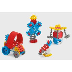 Mini Waffle Constructor 70 building blocks set, featuring a car, tree, swing, and bird - Plastic Building Toy
