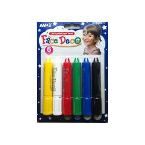 Amos Face Deco 6 culori vopsea de față în creioane, set de 6, pentru copii, non-toxic, lavabil, ușor de aplicat - Vopsele pentru fata