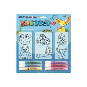 Amos Sun Deco Glasmalset D-1 mit 6 Farbtuben und 6 Plastikvorlagen - Glasmalfarben