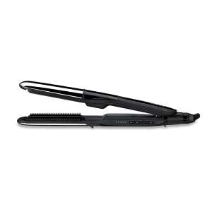 BaByliss ST496E Steam Pure hair straightener and curler, black, angled view - Hair straightener