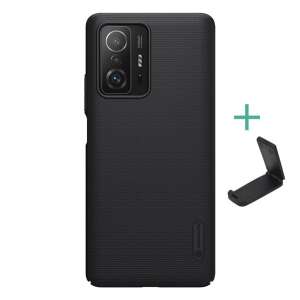 NILLKIN SUPER FROSTED műanyag telefonvédő (gumírozott, érdes felület + asztali tartó) FEKETE [Xiaomi 11T Pro] 65642076 - Nillkin