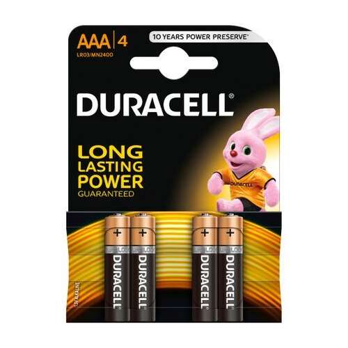 Baterie Duracell AAA, 4 sztuki, długotrwała moc, 10 lat ochrony przed wyładowaniem