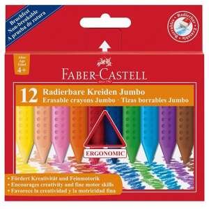 Creioane colorate Jumbo Faber-Castell, 12 bucăți, culori asortate, ergonomice, nerupte - Creioane cerate