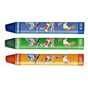 Pasteluri triunghiulare cu ulei Stabilo Trio, albastru, verde, portocaliu - Instrumente de desen