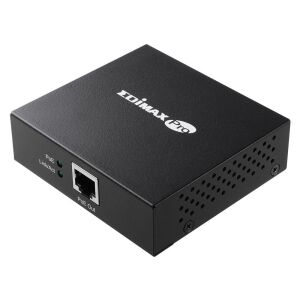 Szögletes nézet az Edimax Pro GP-101ET Gigabit PoE+ Repeater-ről, a PoE Out port látható - Edimax