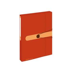 Herlitz Easy PP újrafelhasznált műanyag narancssárga füzetbox, zárva, elülső nézet - Füzetbox