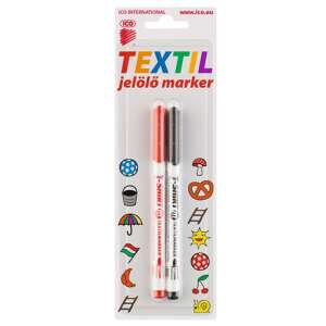 ICO International T-Shirt Textilmarker, schwarz und rot, 2er Pack - Marker
