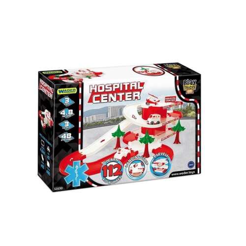 Wader Hospital Center Play Track Toy, 3 levels, 4.8 meters of track, 3 vehicles, 48 stickers