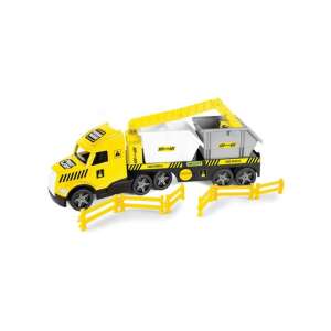 Wader Magic Truck Technic camion de jucărie cu containere, galben și gri, 80 cm lungime - Mașină de lucru pentru copii