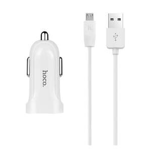 HOCO Z2 autós töltő USB aljzat (5V / 1500mA + microUSB kábel) FEHÉR (Z2_MICRO CABLE_W)