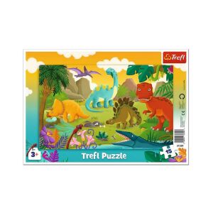 Trefl Dínók 15 darabos puzzle színes dinoszauruszokkal - Trefl Puzzle