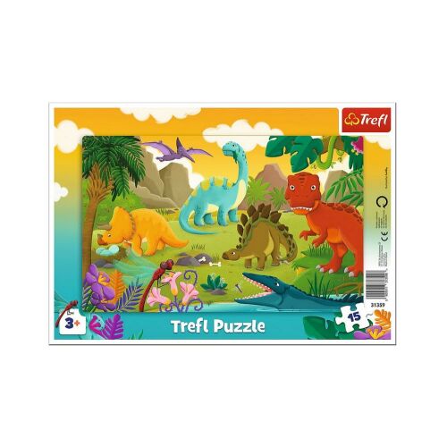 Trefl Dínók 15 darabos puzzle színes dinoszauruszokkal