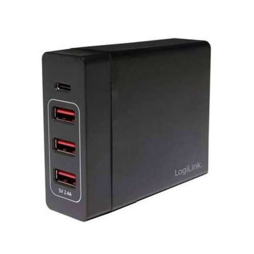 LogiLink PA0122 4-portowa ładowarka USB z portem USB-C, czarna