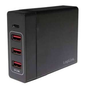 LogiLink PA0122 4-port USB charger with USB-C port, black - Network Adapter