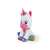 Interaktywna pluszowa zabawka Clementoni Baby Unicorn, widok z boku, biały i różowy jednorożec z kolorowymi detalami