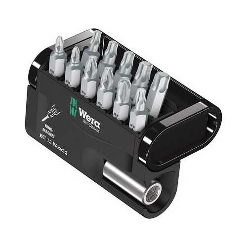 Wera Bit-Check 12 Wood 2 12 részes csavarhúzó bit készlet mágneses tartóval - Szerszám tartozék