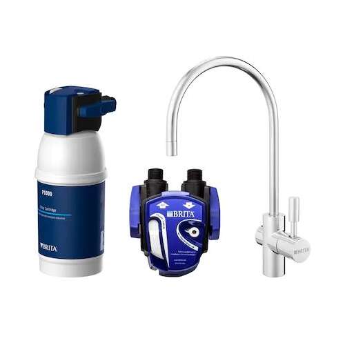 Sistem de filtrare a apei Brita My Pure P1, include robinet, cartuș filtrant și element de conectare