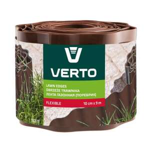 Verto Бордюр за трева 15G513, кафяв, 10cm x 9m, гъвкав, бордюр за градини и тревни площи - Помощ за легло