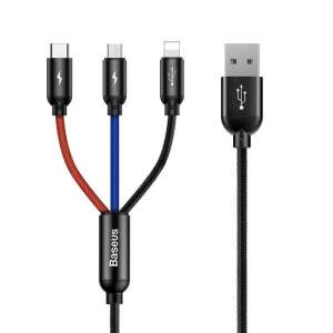 Baseus 3-in-1 USB-A to USB-C, Lightning, and Micro USB cable, black - USB Cable